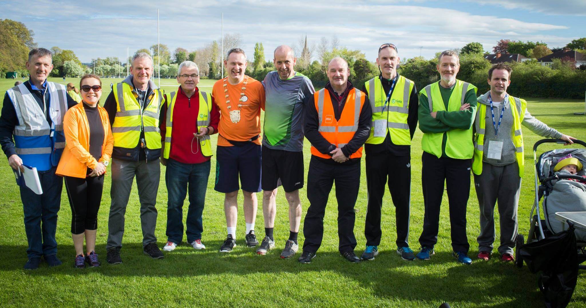 Thirty years on from leaving Pres, Darragh Butler [Class of 1987, 5th from left] is now the Mayor of Fingal County Council. Darragh is setting a fine example for politicians by touring all the parkruns in his constituency. This morning Darragh ran the 5K Malahide parkrun course. Also in the picture is PPU President for 2017 Brian Quigley who is a regular runner / volunteer at Malahide parkrun.